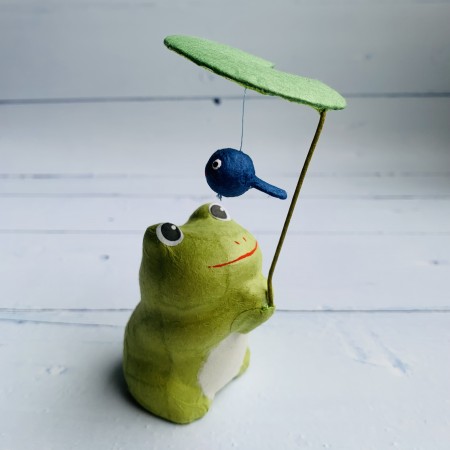 雨天也讓人開心-福蛙與金魚-和紙吉祥物