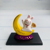錦彩福運月兔-福扇-日本吉祥物